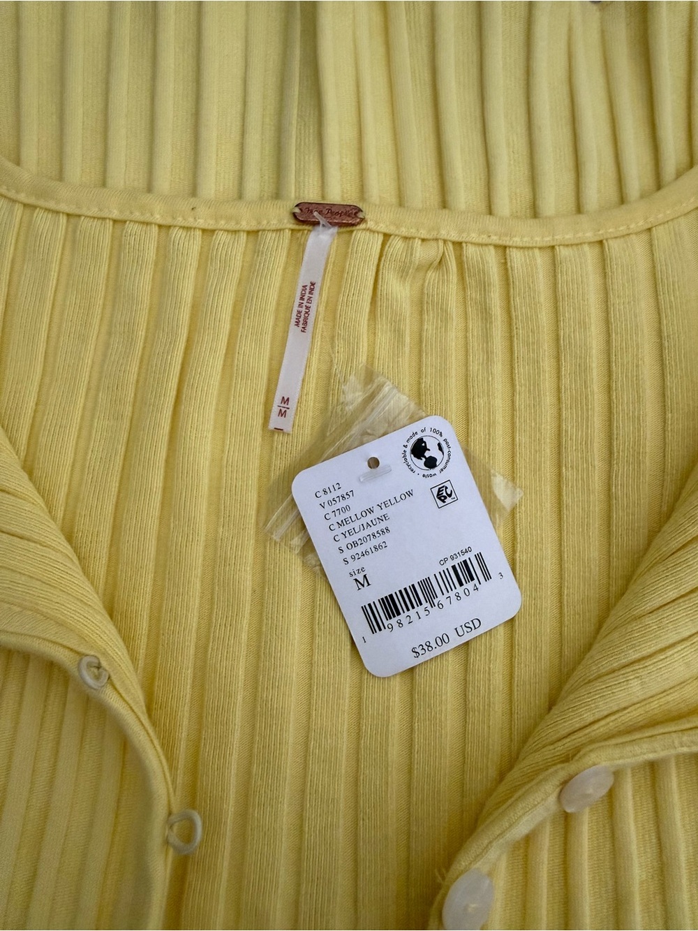 Free People Yellow Ribbed Button-Up Tank - Picture 2 of 2